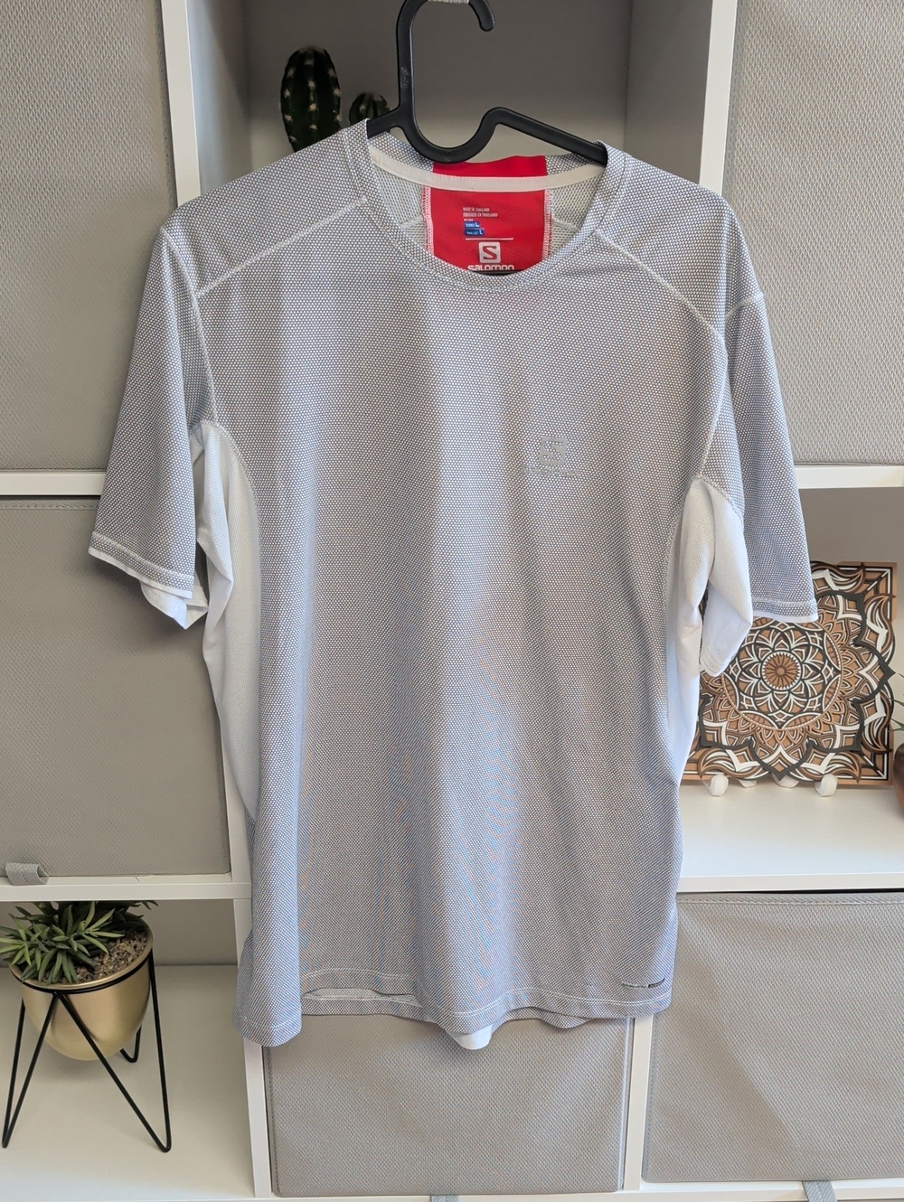 Salomon Light Gray and White Performance Tee